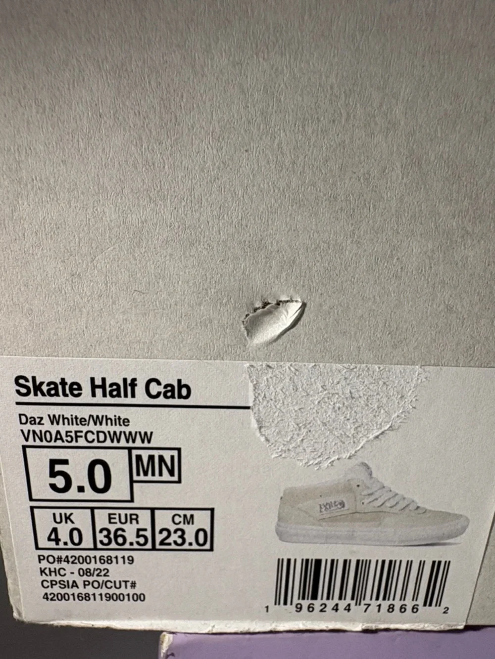 NWT Vans Skate Half Cab White Leather with Suede Trim Women’s 6.5 - Picture 8 of 10